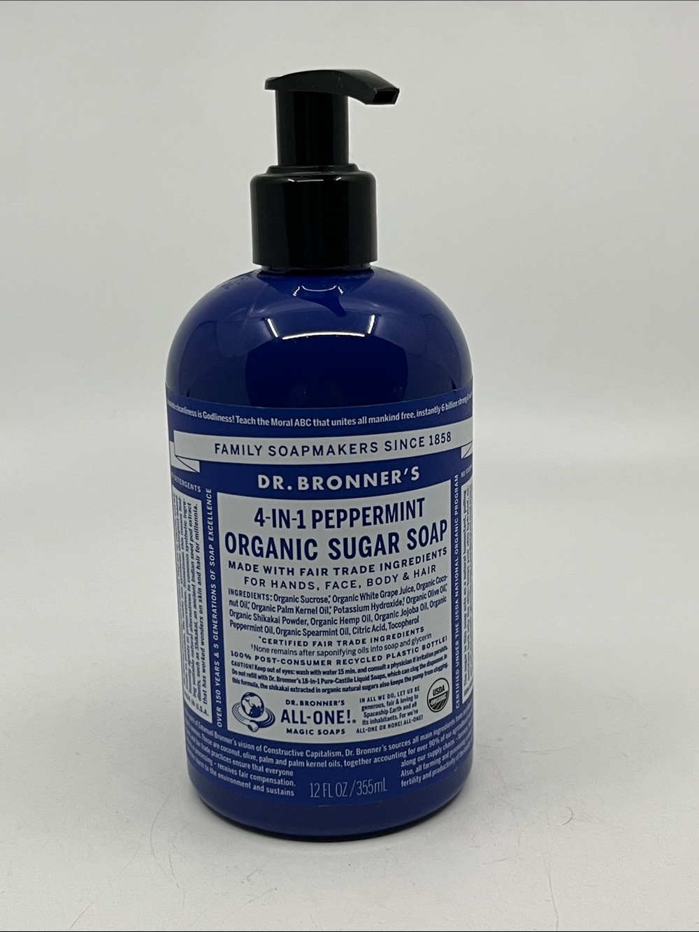 Dr. Bronner’s 4-in-1 Peppermint Organic Sugar Hand Soap - 12 Oz.